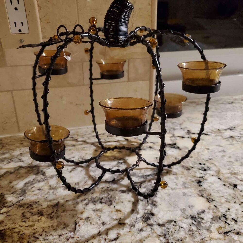 Wired Large Pumpkin Shaped Votive Holder Centerpiece New w/o tags